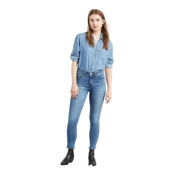 Levi 721 High Rise Ankle Skinny Jean. Raw Hem. Blue. Size 27. #650 - Picture 1 of 9